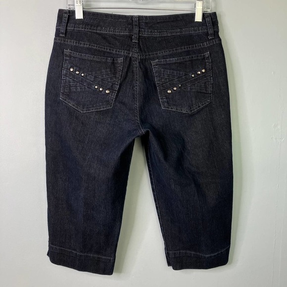 Nine West Melanie Skimmer Dark Wash Studded Denim Capri Length Jeans Size 6 27 - Picture 13 of 16